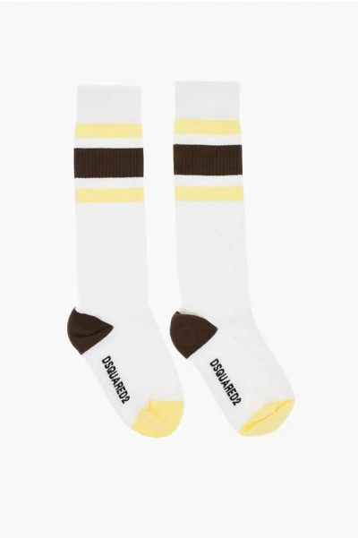 Dsquared2 Ribbed Long Socks With Contrasting Details Grösse 38-39