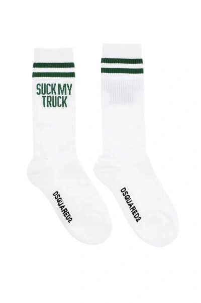 Dsquared2 Ribbed Long Socks With Contrasting Embroidery