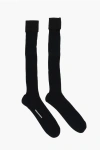 Dsquared2 Ribbed Long Socks With Glitter Details In Black