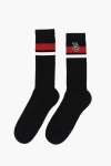 Dsquared2 Ribbed Long Socks With Monogram In Black