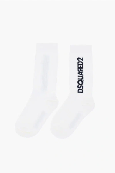 Dsquared2 Ribbed Mid-crew Socks With Contrasting Logo Grösse 38-39