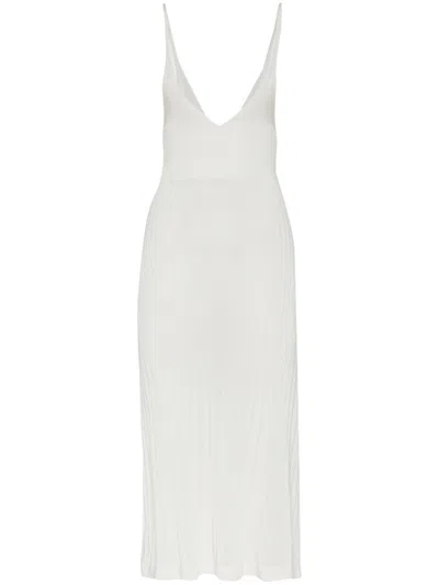 Dsquared2 Geripptes Midikleid In Weiss