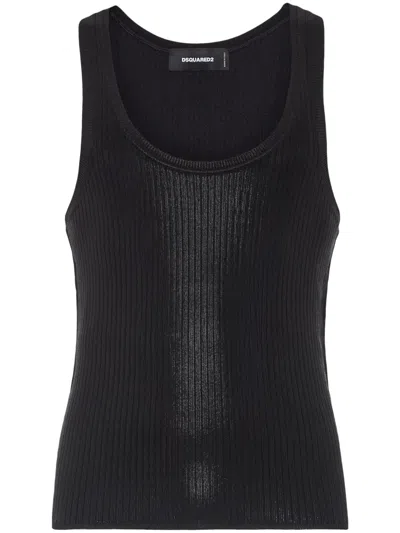 Dsquared2 Ribbed Tank Top In Black