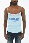 Dsquared2 Ribbed Tank Top With Lace In Blue