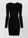 Dsquared2 Ribbed Texture Crew Neck Mini Dress In Black