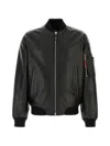 Dsquared2 Leather Jacket Front Pockets Ribbed Cuffs In Black
