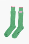 Dsquared2 Ribbed Wool Blend Long Socks With Embossed Logo