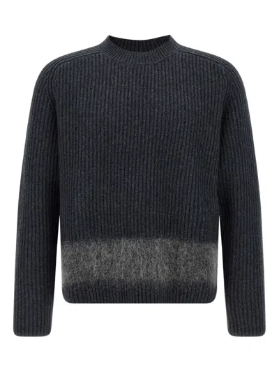 Dsquared2 Ribbed Wool-insert Sweater In Gray