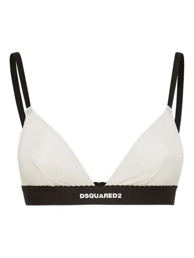 Dsquared2 Ribbed-band Triangle Bra In White