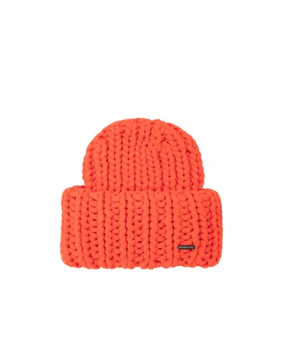 Dsquared2 Ribbed-knit Beanie Hat In Orange