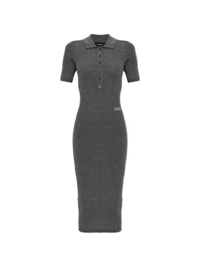 Dsquared2 Ribbed Knit Polo Dress In White