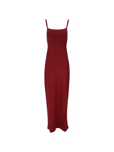 Dsquared2 Ribbed-knit Slit-detail Maxi Dress In Burgundy
