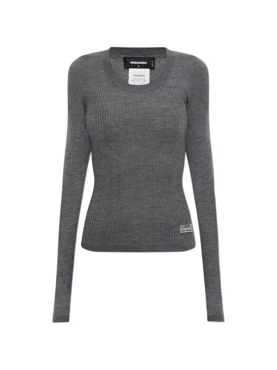 Dsquared2 Ribbed-knit Wool Sweater In Gray