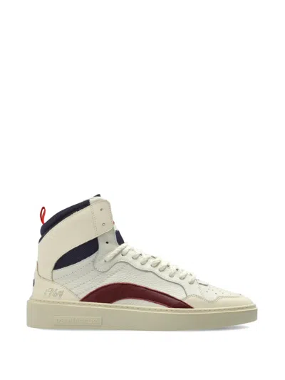 Dsquared2 Rider High-top Panelled Leather Sneakers In Neutral