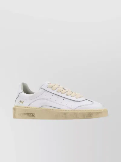 DSQUARED2 RIDER LEATHER SNEAKERS CONTRAST SOLE