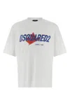 Dsquared2 White T-shirt With Logo Print On The Front In Cotton Man In White
