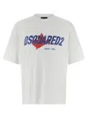 Dsquared2 White T-shirt With Logo Print On The Front In Cotton Man In Multi