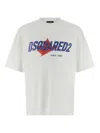 Dsquared2 White T-shirt With Logo Print On The Front In Cotton Man In White