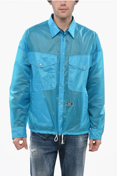 Dsquared2 Rip Stop Check Utility Jacket In Blue