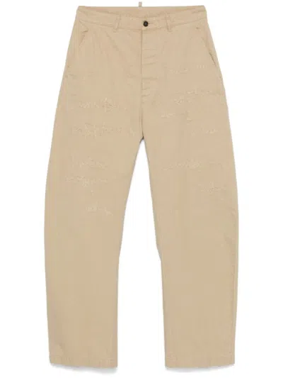 Dsquared2 Ripped Chino Pants In Neutral