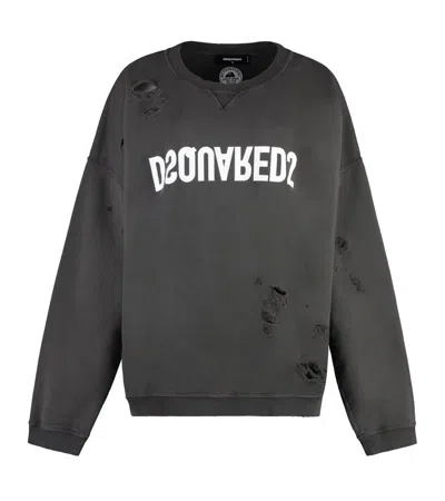Dsquared2 Ripped Crewneck Sweatshirt In Grey
