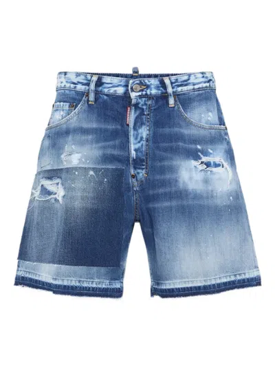Dsquared2 Jeans-shorts Im Distressed-look In Blue