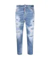 Dsquared2 Light Blue Ripped-detail Cropped Jeans In Blue