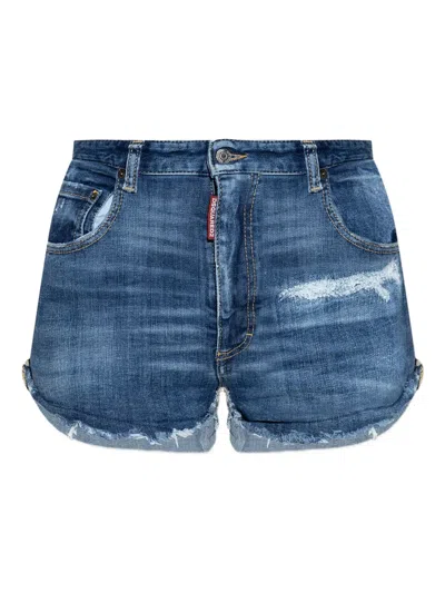 DSQUARED2 RIPPED-DETAIL DENIM SHORTS