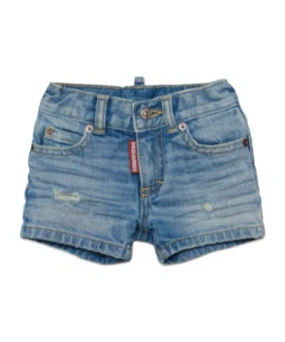 Dsquared2 Ripped-detail Denim Shorts In Blue