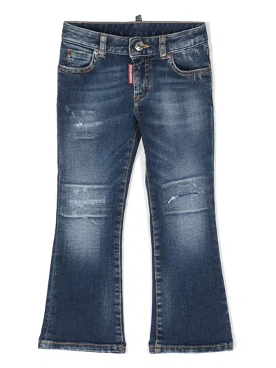 Dsquared2 Kids' Ripped-detail Flared Jeans In Blue
