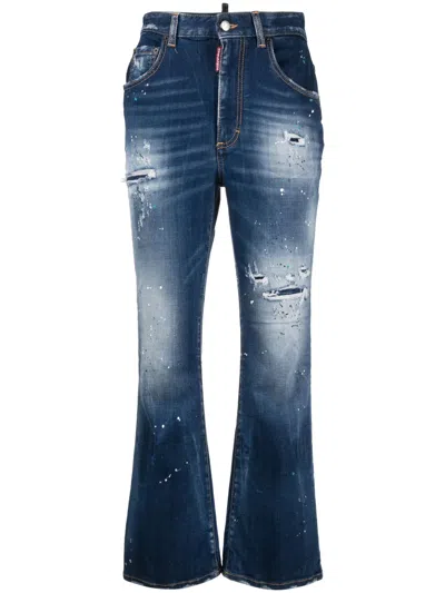 DSQUARED2 RIPPED-DETAIL FLARED JEANS