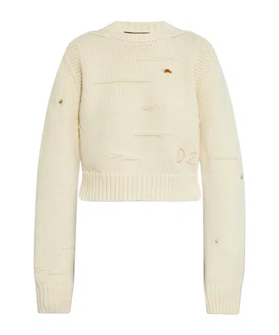 Dsquared2 Ripped-detailing Knitted Jumper In Nude