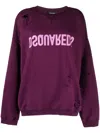 Dsquared2 Ripped Detailing Logo-print Hoodie In Purple