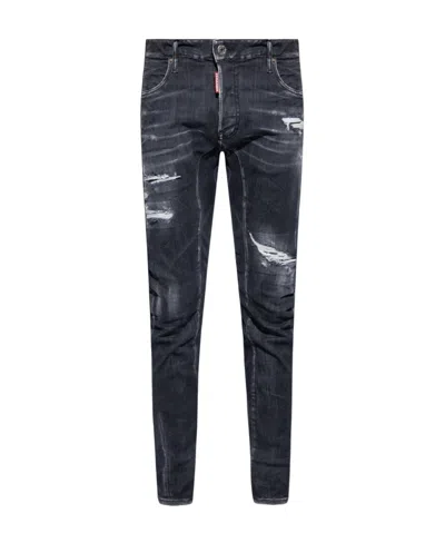 Dsquared2 Ripped-detailling Slim-cut Jeans In Black