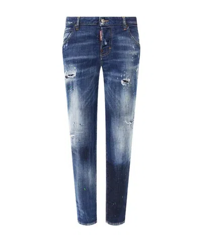 Dsquared2 Ripped Jeans With Details In Blue