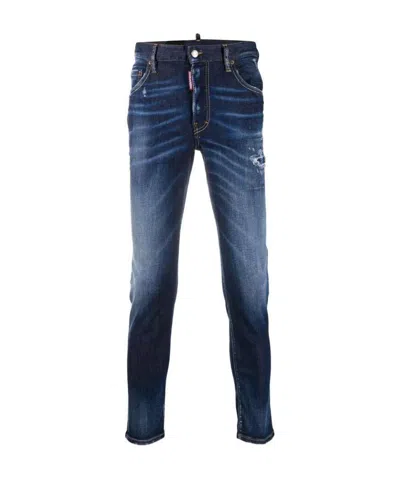Dsquared2 Ripped Mid-rise Skinny Jeans In Blue