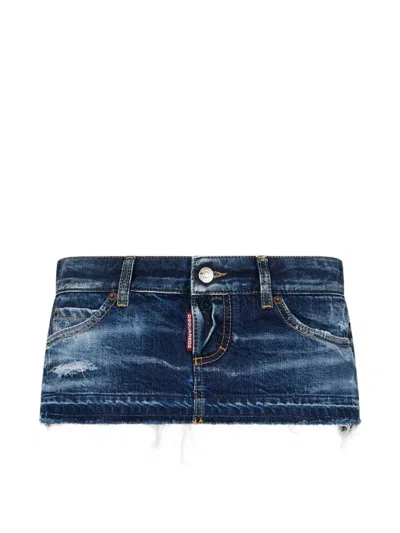 Dsquared2 Ripped Mini Skirt In Transparent