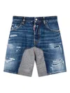 Dsquared2 Medium Ripped Wash Hybrid Shorts In Blue