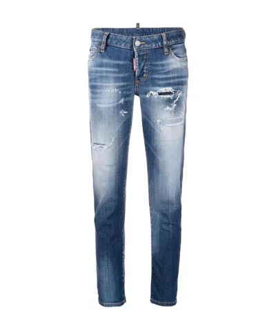 Dsquared2 Ripped Skinny Jeans In Blue
