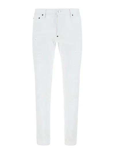 Dsquared2 White Bull Skater White Jeans In Silver