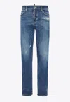 Dsquared2 Ripped Straight-leg Jeans In Blue