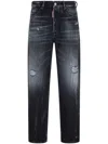 Dsquared2 Straight-leg Jeans With Distressed Accents In Black