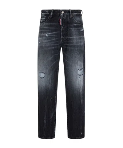 DSQUARED2 DSQUARED2 STRAIGHT-LEG WHISKERING EFFECT DISTRESSED JEANS