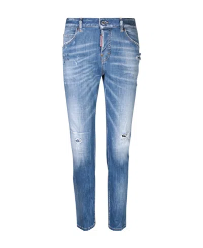 Dsquared2 Ripped Straight-leg Jeans In Blue