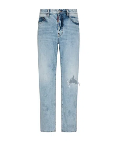 DSQUARED2 RIPPED STRAIGHT-LEG JEANS