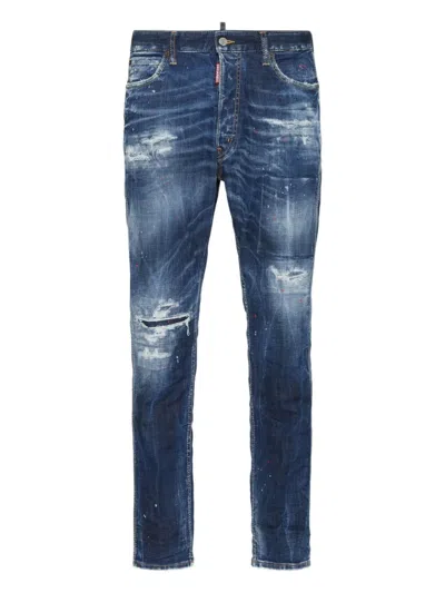 Dsquared2 Ripped Washed Jeans In Blue