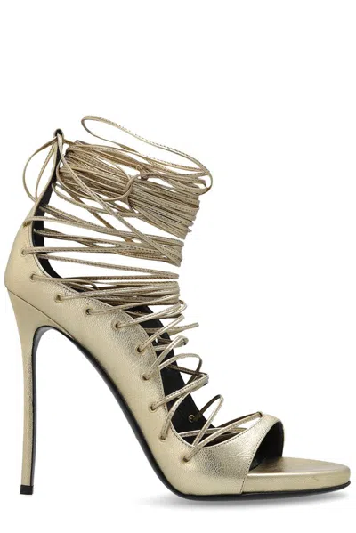Dsquared2 130mm Leather Sandals In Gold