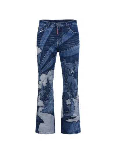 Dsquared2 Roadie Patchwork Jeans In Blue