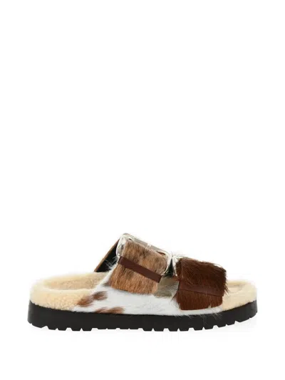 Dsquared2 Rock Your Road Buckled Pony-hair Sandals In Multi