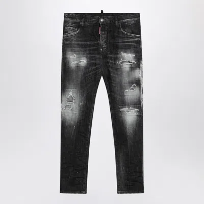 Dsquared2 Rocky Mountains Black Washed Jeans With Wear Men